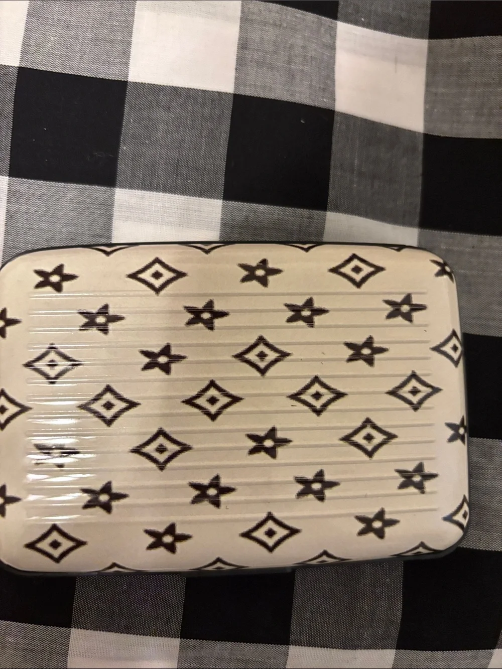 Cream and Black Patterned Card case
